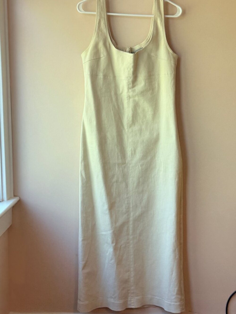 Mona Cotton Twill Scoop Neck Dress | Cream | Size L